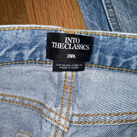 ZARA The Straight Full Length Jeans Size 25 US 0 – Faded Blue High Rise REF 6840 - Picture 4 of 5